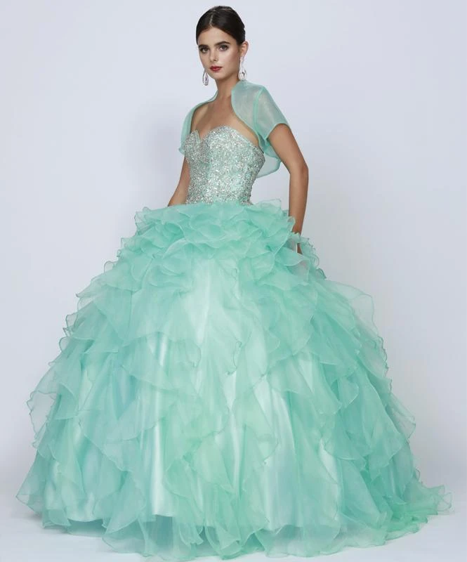 Juliet 322 Corset Bodice Strapless Ruffled Tiered Puffy Gown(Corset Bodice Strapless Ruffled Tiered Jade Puffy Gown) 4 Juliet 322 Corset Bodice Strapless Ruffled Tiered Puffy Gown(Corset Bodice Strapless Ruffled Tiered Jade Puffy Gown) - Image 2