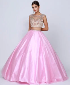 Juliet 338 Quinceanera Dress 2-Piece Bateau Neckline Cap Sleeve(Juliet 338 Quinceanera Dress Light Pink 2 Piece Bateau Neckline Cap Sleeve) -Dress Promotion Store 0002739 338
