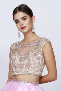 Juliet 338 Quinceanera Dress 2-Piece Bateau Neckline Cap Sleeve(Juliet 338 Quinceanera Dress Light Pink 2 Piece Bateau Neckline Cap Sleeve) -Dress Promotion Store 0002741 338