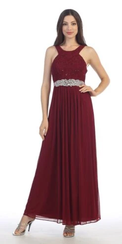 Juno 1013 Halter Long Formal Dress With Embellished Waist(Mint Halter Long Formal Dress With Embellished Waist) -Dress Promotion Store 1013 juno burgundy b5c552db b776 4197 aca5 3745698c3644