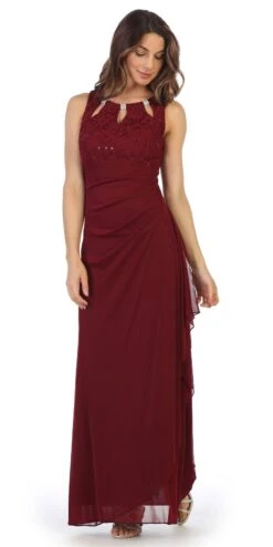 Juno 1017 Sleeveless Long Dress With Stylish Neckline(Champagne Sleeveless Long Formal Dress With Stylish Neckline) -Dress Promotion Store 1017 juno burgundy 551825bd f51c 479a b50c d0fc5abe521d