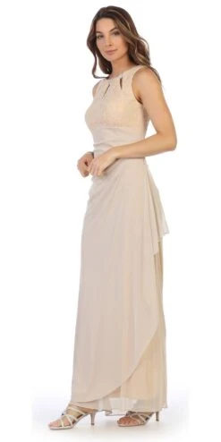 Juno 1017 Sleeveless Long Dress With Stylish Neckline(Champagne Sleeveless Long Formal Dress With Stylish Neckline) -Dress Promotion Store 1017 juno champagne c7634729 6a8f 4ddd 9976 094024f578f9