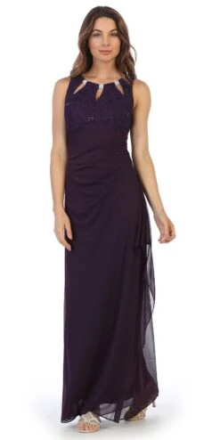 Juno 1017 Sleeveless Long Dress With Stylish Neckline(Champagne Sleeveless Long Formal Dress With Stylish Neckline) -Dress Promotion Store 1017 juno plum eff8dafe 2589 4fd7 9309 455edeec3c41