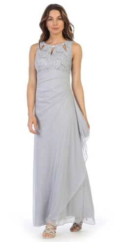 Juno 1017 Sleeveless Long Dress With Stylish Neckline(Champagne Sleeveless Long Formal Dress With Stylish Neckline) -Dress Promotion Store 1017 juno silver c26df5af 2ee4 4acc 8eb6 f04d62c609af