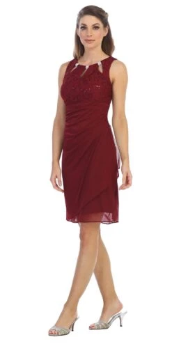 Juno 1017-S Stylish Neckline Short Cocktail Dress(Black Stylish Neckline Wedding Guest Short Dress) -Dress Promotion Store 1017s juno burgundy