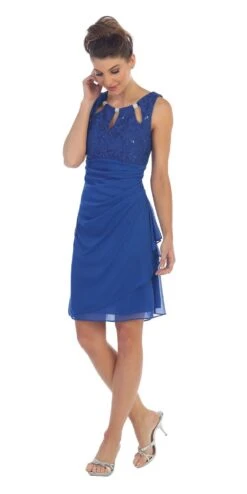 Juno 1017-S Stylish Neckline Short Cocktail Dress(Black Stylish Neckline Wedding Guest Short Dress) -Dress Promotion Store 1017s juno royal blue