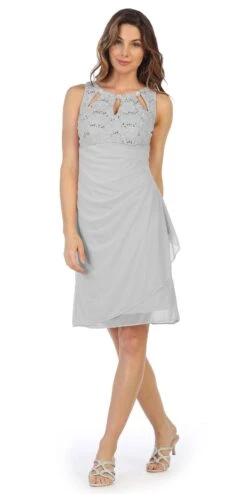 Juno 1017-S Stylish Neckline Short Cocktail Dress(Black Stylish Neckline Wedding Guest Short Dress) -Dress Promotion Store 1017s juno silver