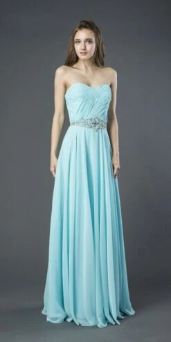 J&J Fashion 102 Sweetheart Neckline Long Prom Dress Strapless(Aqua Sweetheart Neckline Long Prom Dress Strapless)