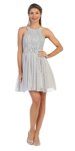 Juno 1079 Homecoming Short Dress Embellished Waist(Champagne Homecoming Short Dress Embellished Waist) -Dress Promotion Store 1079 juno silver