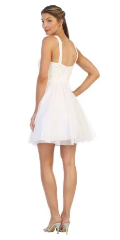 Juno 1079 Homecoming Short Dress Embellished Waist(Champagne Homecoming Short Dress Embellished Waist) -Dress Promotion Store 1079 juno white back