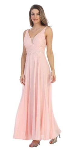 Juno 1083 Lace Bodice A-Line Long Dress V-Neck(Navy Blue Lace Bodice A Line Long Formal Dress With V Neck) -Dress Promotion Store 1083 juno blush 4ea4ed2e cb94 4a3a 9a2e f0606e35b202