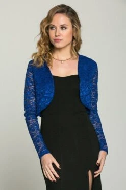 La Scala 10880 Long Sleeve Lace Jacket(La Scala 10880 Long Sleeve Lace Shrug) -Dress Promotion Store 10880 royal blue