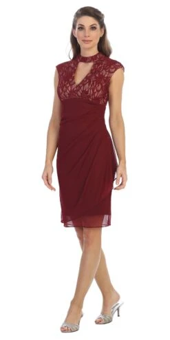Juno 1097 Short Wedding Guest Dress Keyhole Neckline(Black Short Wedding Guest Dress With Keyhole Neckline) -Dress Promotion Store 1097 juno burgundy