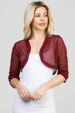 La Scala 11149 Mid-Length Sleeve Chiffon Jacket(La Scala 11149 Mid Length Sleeve Chiffon Jacket) -Dress Promotion Store 11149 burgundy