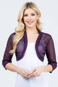 La Scala 11149 Mid-Length Sleeve Chiffon Jacket(La Scala 11149 Mid Length Sleeve Chiffon Jacket) -Dress Promotion Store 11149 eggplant