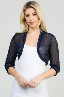 La Scala 11149 Mid-Length Sleeve Chiffon Jacket(La Scala 11149 Mid Length Sleeve Chiffon Jacket) -Dress Promotion Store 11149 navy blue