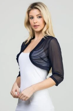 La Scala 11149 Mid-Length Sleeve Chiffon Jacket(La Scala 11149 Mid Length Sleeve Chiffon Jacket) -Dress Promotion Store 11149 navy blue side