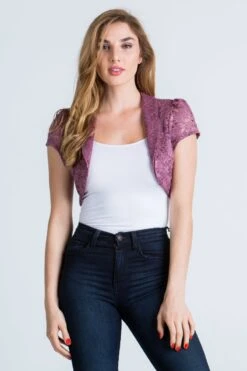 La Scala 11251 Short Sleeve Lace Jacket(La Scala 11251 Short Sleeve Lace Jacket) -Dress Promotion Store 11251 mauve