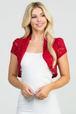 La Scala 11251 Short Sleeve Lace Jacket(La Scala 11251 Short Sleeve Lace Jacket) -Dress Promotion Store 11251 red