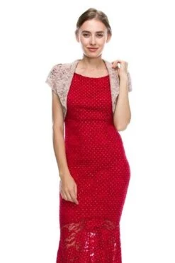 La Scala 11251 Short Sleeve Lace Jacket(La Scala 11251 Short Sleeve Lace Jacket) -Dress Promotion Store 11251 taupe