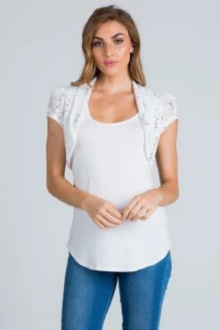 La Scala 11251 Short Sleeve Lace Jacket(La Scala 11251 Short Sleeve Lace Jacket) -Dress Promotion Store 11251 white