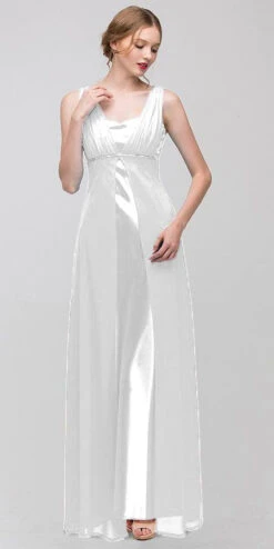 CLEARANCE - Eureka 1146 Long Sleeveless Belted Empire Waist Gown (Size L)(Long Sleeveless Belted Empire Waist Black Concert Gown) 23 CLEARANCE - Eureka 1146 Long Sleeveless Belted Empire Waist Gown (Size L)(Long Sleeveless Belted Empire Waist Black Concert Gown) -Dress Promotion Store 1146 eureka dress white