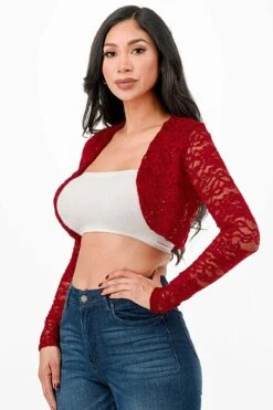 La Scala 11623 Long Sleeve Lace Jacket(La Scala 11623 Long Sleeve Lace Jacket) -Dress Promotion Store 11623 la scala red side