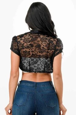 La Scala 11630 Crochet Lace Cropped Shrug(La Scala 11630 Crochet Lace Cropped Shrug) -Dress Promotion Store 11630 la scala black back