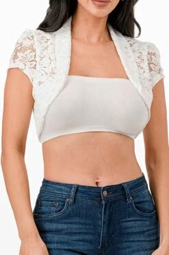 La Scala 11630 Crochet Lace Cropped Shrug(La Scala 11630 Crochet Lace Cropped Shrug) -Dress Promotion Store 11630 la scala white zoom