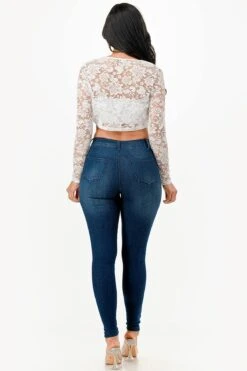 La Scala 11631 Lace Long Sleeve Cropped Jacket(La Scala 11631 Lace Long Sleeve Cropped Jacket) -Dress Promotion Store 11631 la scala white back
