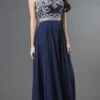 J&J Fashion 119 Sleeveless Long A-line Prom Gown Cut-Out Back(Sleeveless Long A Line Prom Gown Cut Out Back Navy Blue)
