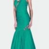 J&J Fashion 128 Long Prom Gown With Beaded One-Shoulder Strap(Long Prom Gown With Beaded One Shoulder Strap Jade)