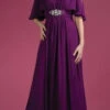 CLEARANCE - Cinderella Divine 1295 Long Grecian Dress Mid Length Sleeves (Size M)(Long Chiffon Grecian Champagne Dress Mid Length Sleeves V Neck) -Dress Promotion Store 1295cd eggplant d02adddd 1ef2 4bba 9410 e93702baa7b4