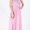 J&J Fashion 1341 Empire Waist A-Line Long Formal Dress(Empire Waist A Line Long Formal Dress Dusty Rose)