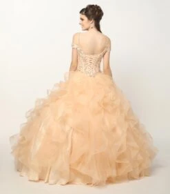 Juliet 1421 Cinderella Ball Gown Ruffled Tulle Cold Shoulder Embroidered Bodice(Lilac Cinderella Ball Gown Ruffled Tulle Cold Shoulder Embroidered Bodice) -Dress Promotion Store 1421 juliet champagne back full f2836679 f32a 4ac2 a4e9 cdceb4260cde