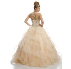Juliet 1423 A-Line Princess Ball Gown Ruffled Tiered Tulle With Jacket(Champagne Princess Ball Gown Ruffled Tiered Tulle With Jacket) -Dress Promotion Store 1423 juliet champagne back 7a35ddaa 88c5 4817 afd9 50ca14ee7521