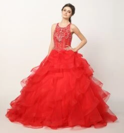 Juliet 1423 A-Line Princess Ball Gown Ruffled Tiered Tulle With Jacket(Champagne Princess Ball Gown Ruffled Tiered Tulle With Jacket) -Dress Promotion Store 1423 juliet red full 914d0381 d9ec 473c 828c dc465e0095db