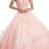 Juliet 1424 Quinceanera Ball Gown Tulle Skirt Arm Bands Beaded Bodice(Blush Quinceanera Ball Gown Tulle Skirt With Arm Bands Beaded Bodice) -Dress Promotion Store 1424 juliet blush arm bands cropped