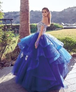 Juliet 1432 Dress Quinceanera Ball Gown Metallic Embroidery Glitter Tulle(Juliet 1432 Dress Quinceanera Ball Gown Metallic Embroidery Glitter Tulle) -Dress Promotion Store 1432 juliet royal blue gallery side