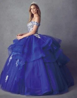 Juliet 1432 Dress Quinceanera Ball Gown Metallic Embroidery Glitter Tulle(Juliet 1432 Dress Quinceanera Ball Gown Metallic Embroidery Glitter Tulle) -Dress Promotion Store 1432 RoyalBlue Side