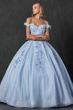 Juliet 1433 Dress Quinceanera Ball Gown 3D Floral Embroidered(Juliet 1433 Dress Quinceanera Ball Gown 3d Floral Embroidered) -Dress Promotion Store 1433 juliet bahama blue