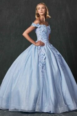 Juliet 1433 Dress Quinceanera Ball Gown 3D Floral Embroidered(Juliet 1433 Dress Quinceanera Ball Gown 3d Floral Embroidered) -Dress Promotion Store 1433 juliet bahama blue side