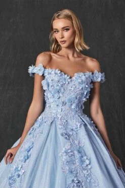 Juliet 1433 Dress Quinceanera Ball Gown 3D Floral Embroidered(Juliet 1433 Dress Quinceanera Ball Gown 3d Floral Embroidered) -Dress Promotion Store 1433 juliet bahama blue zoom