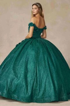 Juliet 1433 Dress Quinceanera Ball Gown 3D Floral Embroidered(Juliet 1433 Dress Quinceanera Ball Gown 3d Floral Embroidered) -Dress Promotion Store 1433 EMERALDGREEN BACK