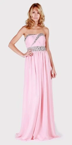 J&J Fashion 1459 Strapless Embellished Long Formal Dress(Strapless Embellished Long Formal Dress Blush)