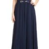 J&J Fashion 1504 Appliqued Long Dress High Neckline(Navy Blue Appliqued Long Prom Dress High Neckline)
