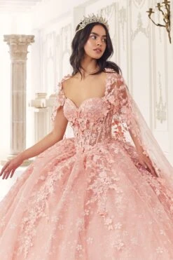 Ladivine 15719 Long Poofy Quinceanera Gown With Tulle Cape(Ladivine 15719 Long Poofy Quinceanera Gown With Tulle Cape) -Dress Promotion Store 15719 blush 3 511e6c47 4df8 47bd 9757 e254fc551194
