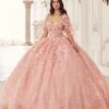 Ladivine 15719 Long Poofy Quinceanera Gown With Tulle Cape(Ladivine 15719 Long Poofy Quinceanera Gown With Tulle Cape)