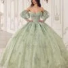 Ladivine 15722 Long Poofy A-Line Quinceanera Dress With Puffy Sleeves(Ladivine 15722 Long Poofy A Line Quinceanera Dress With Puffy Sleeves)