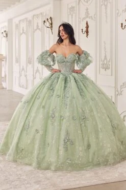 Ladivine 15722 Long Poofy A-Line Quinceanera Dress With Puffy Sleeves(Ladivine 15722 Long Poofy A Line Quinceanera Dress With Puffy Sleeves)